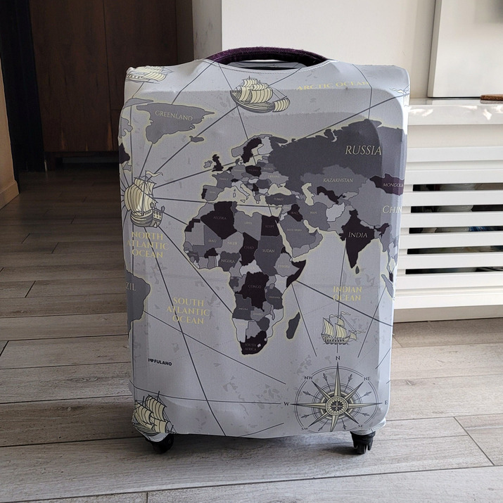 FUNDA PARA VALIJA MEDIANA - MAPA GRIS